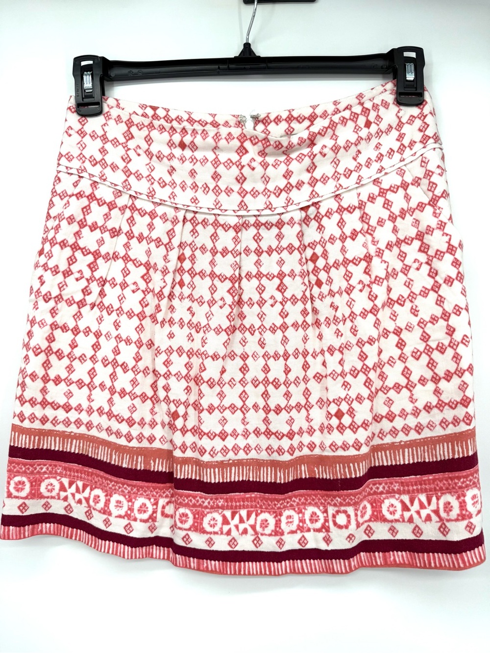 LOFT Red and White Patterned Skirt